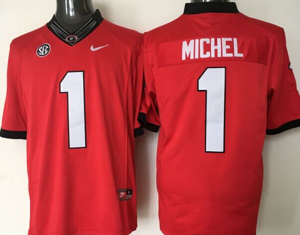 Men's Georgia Bulldogs Sony Michel #1 Red Jersey